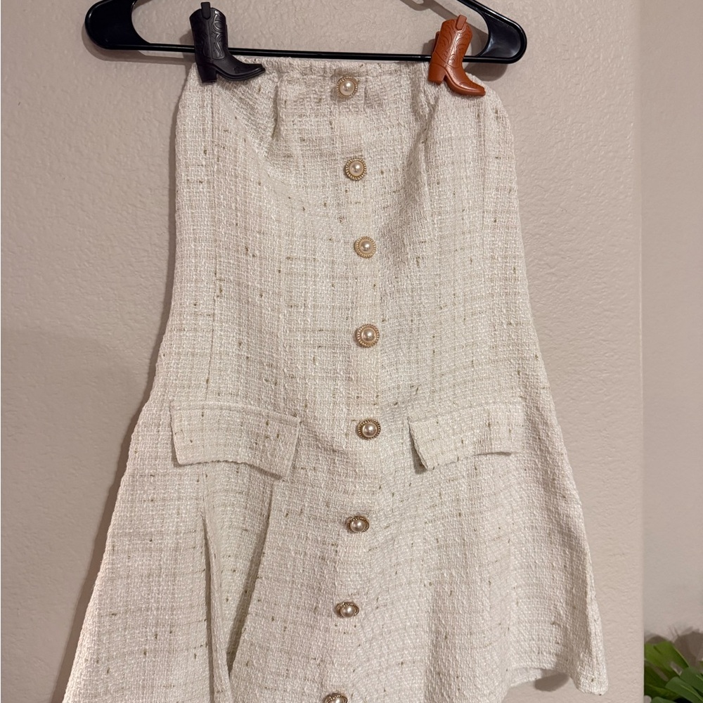 Elegant Cream Button-Down dress and blazer  2pc set